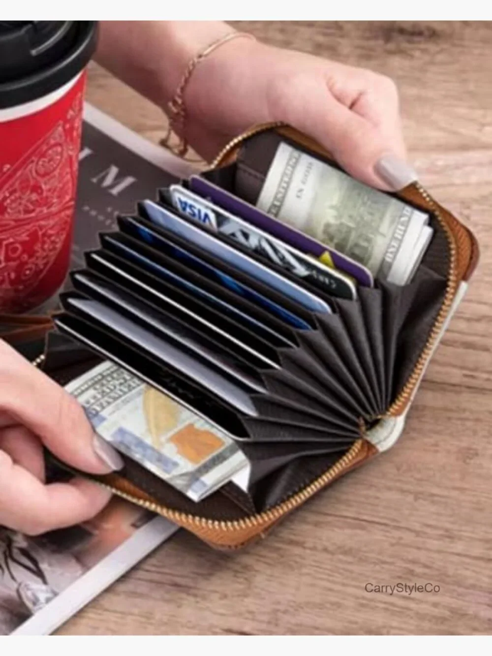RFID Blocking Credit Card Holder Wallet with Wristlet Keychain